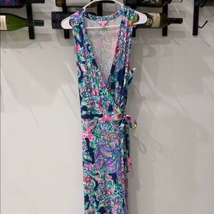 Lilly Pulitzer Floral Pink and Blue Maxi Dress